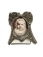 Vintage Miniature Pewter Flower Themed Frame 2.5” picture
