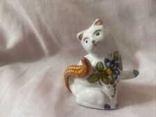 Vtg Mid Century Modern Multicolor Ceramic/terracotta White Cat Kitty MCM Signed picture