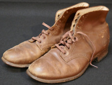 WWII US Army WAC Women's Army Corps Brown Leather Boots Shoes 6A 1943 Edwards Co picture