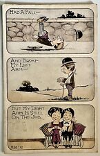 Postcard Antique 3 Part Cartoon Mild ROMANCE Love 1907 picture