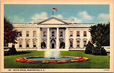 White House Washington Dc Linen Flag Virginia Freestone Unposted Vtg Postcard picture