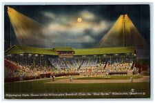 1940 Night Scene Moonlight Wilmington Baseball Club Blue Rocks Delaware Postcard picture