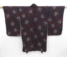 3907T08z720 Vintage Japanese Kimono Cotton HAORI Chrysanthemum Black picture