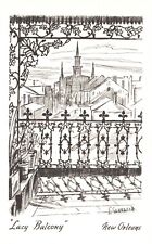 Postcard FL New Orleans Louisiana Lacy Balcony Drawing Sketch Vintage PC J6554 picture
