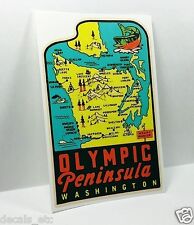 Olympic Peninsula Washington Vintage Style Travel Decal, Vinyl Sticker, label picture