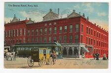 Peru Indiana IN Bearss Hotel Vintage Postcard Dairy Delivery Wagon Horse Trolley picture