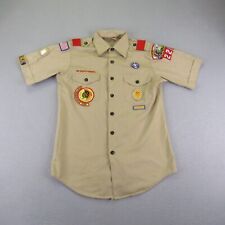 Vintage Boy Scouts Of America Shirt Men Small Khaki Beige Tan BSA Button Uniform picture