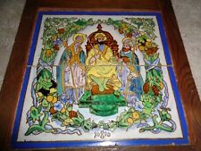 19th century Italian Majolica Spain large tiles king theme throne orb sword bish picture