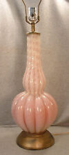 Vintage MCM Venetian Murano Swirled Pink Opaline Nailsea Glass Table Lamp picture