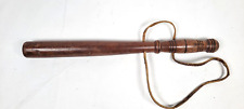 Vintage 17-1/2” Wooden Police Baton/Billy Club Solid Wood W/Leather Strap picture