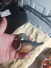 3 Miniature Carved Wood Duck Decoys picture