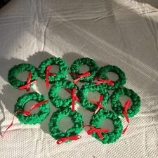 Vintage Crocheted Napkin Rings Christmas Wreath Lot Of 10 picture