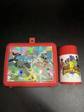 VTG 1995 Aladdin Mighty Morphin Power Rangers  Lunchbox Thermos Red Holographic picture