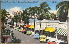 Palm Beach Florida Worth Avenue Postcard c1940 picture