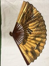 Beautiful Large Vintage Oriental Asian Hand Painted Decorative Wall Art Fan picture