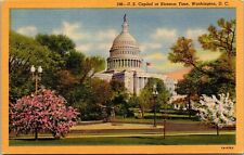 US Capitol Blossom Time Washington DC Linen Postcard UNP VTG Unsued Vintage picture