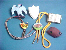 6 Vintage Boy Scouts Wood / Plaster Neckerchief - Bolo Slides ~ Woodbadge / Neal picture
