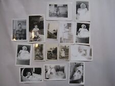 15 1940's Vintage Old Photo Lot Of Infants Toddlers Teddy Bear Wagon In Bassinet picture