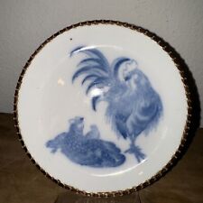 Vintage Chinese Porcelain Plate w/ Chicken Rooster Blue 6 Character Mark 6.5” picture
