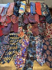 Tie Lot - 35 Mens Neckties Silk Polyester Vintage Estate Sale Find Fabric Quilt picture