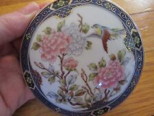 Trinket Dish Jewelry Japanese Yellow Breast Chat,Pink Flowers Daniels Fine Gifts picture