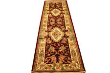 10 ft Burgundy Artificial Silk 30 x 120 in Aubusson Handmade Rug French Design picture