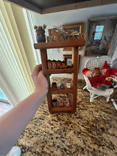 Vintage Wood Wall Curio Knick Knack Shelf w/wooden accessories picture