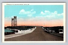 Bath ME-Maine, Approach to Carlton Bridge, Antique, Vintage Souvenir Postcard picture