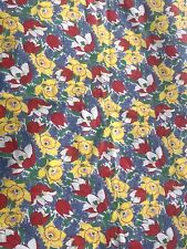Vtg 40s Crisp Cotton Fabric-Spring Flowers Motif 36” Wide X 3yds Versatile Uses picture