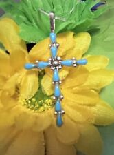 Navajo Sterling  Turquoise Cross Necklace #145 picture