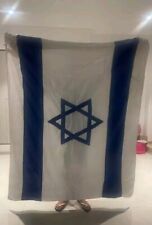 SUPER RARE OLD HUGE SEWN ISRAEL FLAG JUDAICA STAR DAVID 100% COTTON 200CM X 155C picture