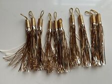 VINTAGE TINSEL ORNAMENTS GOLD SET OF 10 picture