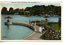 Lake & Walk-Onondaga Park-Syracuse-New York-Vintage W/B Postcard picture