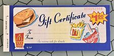 McDonald's 1997 Un-used Gift Certificates $1 - Booklet of 5 Certificates RARE picture