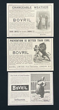 Set of 3 1890s Victorian Print Ads, Bovril Meat Extract, Cold & Flu Protection picture