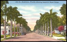 C1940s Bradenton FL 14th Street View Royal Palms Classic Car Florida Postcard 66 picture