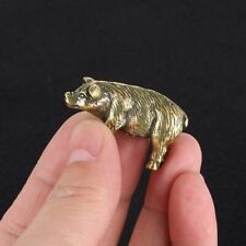 Solid Brass Pig Figurine Small Statue Home Ornament Animal Figurines picture