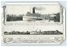 1905 Str. Puritan Leaving Pier at Fall River Massachusetts MA Postcard picture