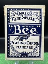 Bee No. 92 CLUB SPECIAL PLAYING CARDS STANDARD BLUE VINTAGE BACK No 67 picture