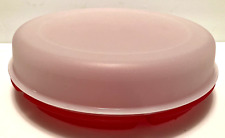 Tupperware Divided Veggie Party Tray 2 Piece Set 1665 - Red + Clear - VINTAGE picture