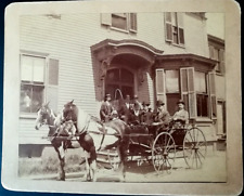 C.1900s Cabinet Photo Horses Wagon/ Men/ House on Site of Revere MA High School picture