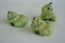 3 Whimsical Worm Caterpillar Anthropomorphic Ceramic Figurines Flower Pot Decor picture