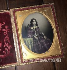 Beautiful Tinted 1/4 Ambrotype Photo Pretty Victorian Girl Purple Dress - 1850s picture