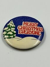 Merry Christmas Everyone Button Magnet Vintage Snowy Christmas Tree picture