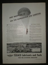 1941 BIRMINGHAM AIR CARNIVAL PARACHUTE JUMPERS vintage TEXACO Trade print ad picture