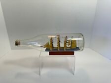 Vintage Sailing Ship in a Bottle Schooner Nautical wood Stand picture