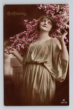 RPPC Colorized Young German Woman w/ Flowers 
