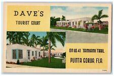 c1940's Dave's Tourist Court Exterior Roadside Punta Gorda Florida FL Postcard picture