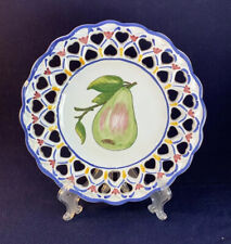 Vintage Tierra Fina Reticulated Decorative Plate PEAR Portugal HandPainted AS IS picture