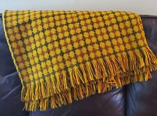Vintage Pendleton Virgin Wool Mustard Yellow Gold Plaid Checkered Fringe 60
